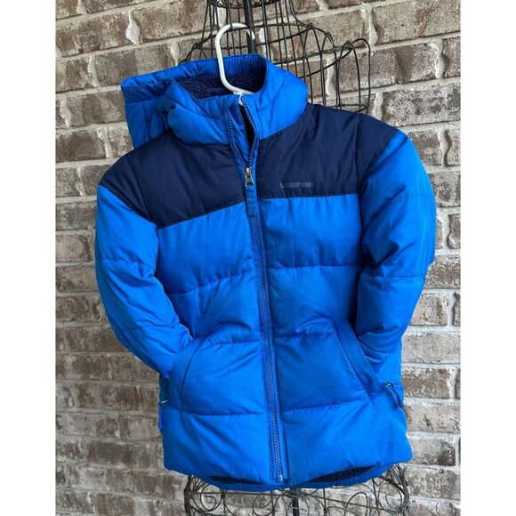 Lands End Boys Fleece Lined Coat Sz S Hooded Blue Zip Pockets Snow Ski R… - Picture 3 of 12
